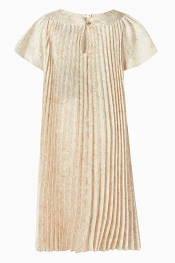 فستان بطيات وطبعة تويل 