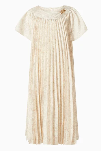 فستان بطيات وطبعة تويل 