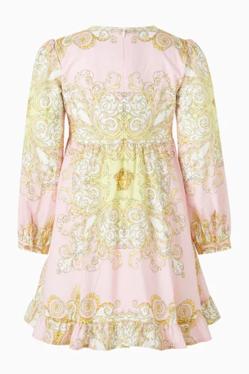 فستان بنقشة باروكية قطن بوبلين