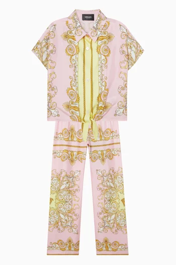 بنطال بنقشة باروكية حرير تويل