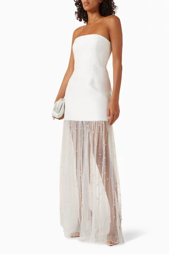 Dewdrop Contrast Strapless Maxi Dress