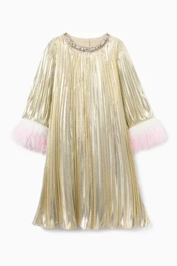 فستان شيفون لامع مزين بريش