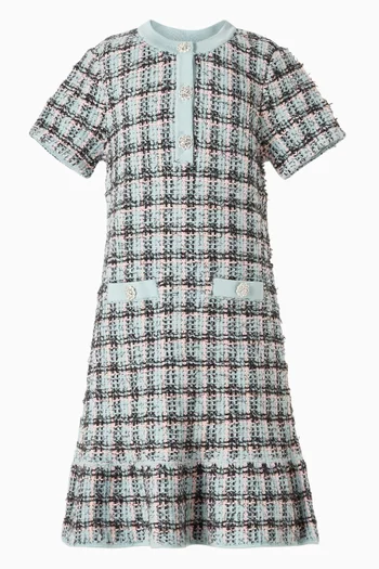 فستان منسوج مخطط بملمس بارز