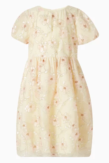 فستان بنقشة زهور تول