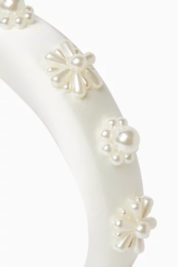 Satin & Pearl Floral Headband