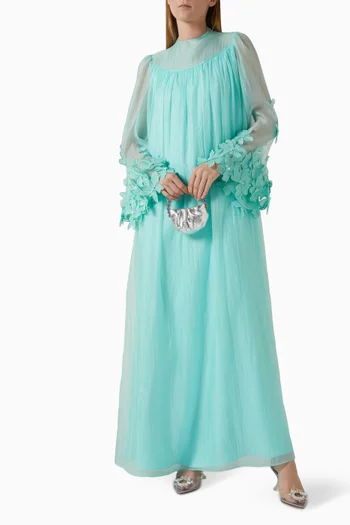 3D Floral-applique Kaftan