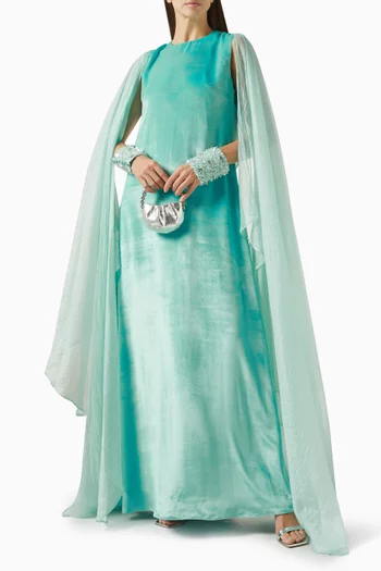 Cape-sleeve Kaftan Gown