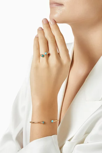 سوار مفتوح بوزيشن مرصع بفيروز ذهب وردي عيار 18