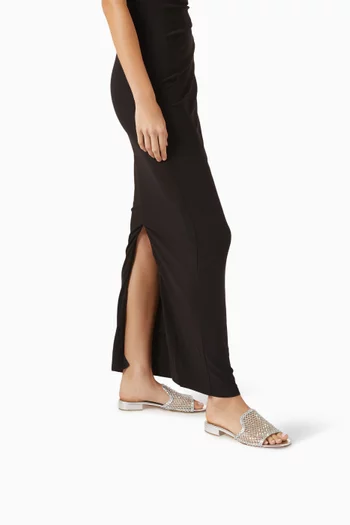 حذاء غيلدا مفتوح من الخلف قماش شبكي وجلد لامع