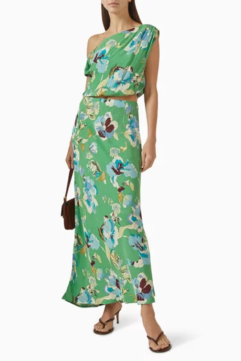 تنورة زوي متوسطة الطول بقصة مائلة فيسكوز