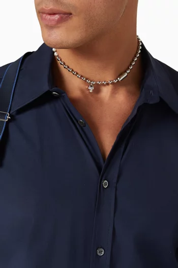 Skull & Pearl Necklace in Brass