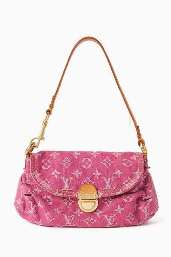 2000s Pleaty PM Shoulder Bag in Denim