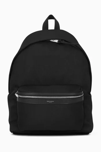 حقيبة ظهر سيتي قنب وجلد ونايلون