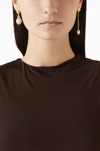 Daphne Pearl Earrings in 18kt Gold-plated Sterling Silver