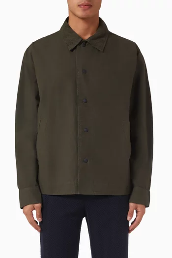 Zigzag Collar Overshirt in Cotton Canvas