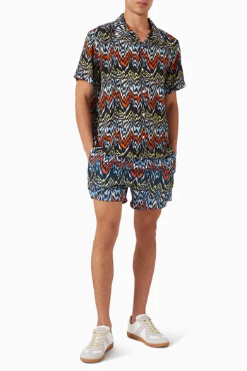 Abstract Zigzag Bowling Shirt in Viscose