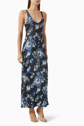 فستان أكيا بلا أكمام ستان