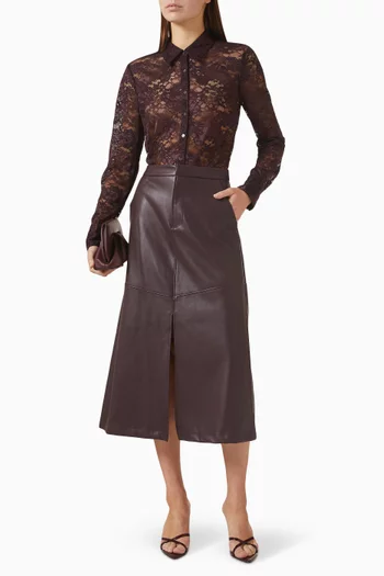 تنورة روبن ألين متوسطة الطول جلد نباتي