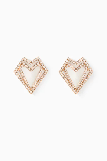 My Heart Diamond & Mother of Pearl Earrings in 18kt Rose Gold