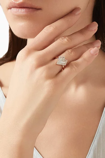 خاتم ماي هارت مرصع بعرق اللؤلؤ وإطار من الماس ذهب وردي عيار 18