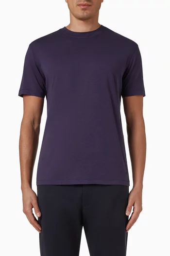 تي شيرت بفتحة رقبة مستديرة قطن ولايوسيل