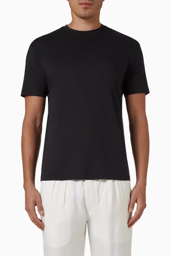 تي شيرت بفتحة رقبة مستديرة قطن ولايوسيل