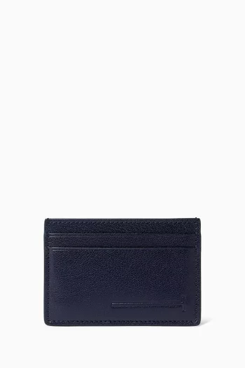 Elongated T Line Classic Card Holder in Grain Leather