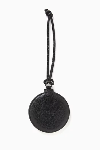 Le City Round Mirror Charm in Leather