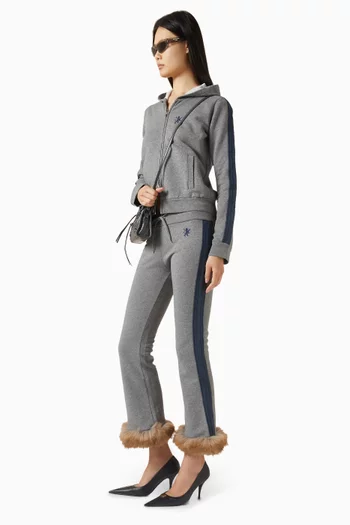 بنطال رياضي كابري بقصة واسعة وشعار أسد صوف سريع الجفاف