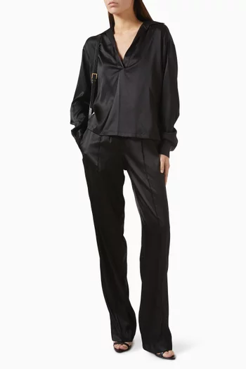 Embroidered Logo Polo Shirt in Stretch-silk