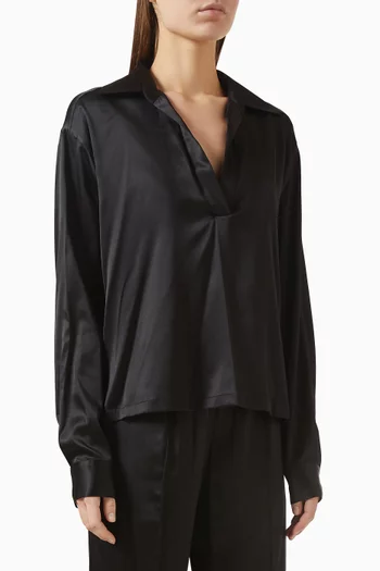 Embroidered Logo Polo Shirt in Stretch-silk