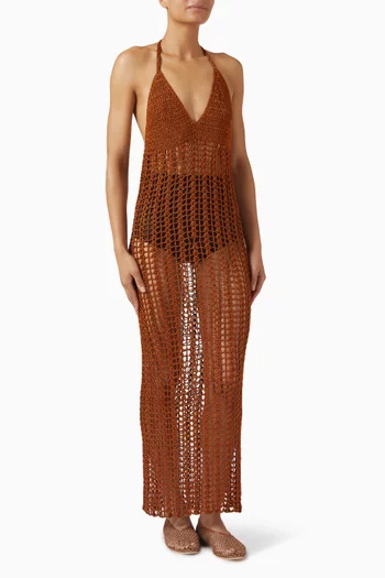 Ana Crochet Dress in Satin Viscose