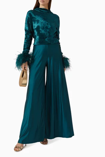 Dolman Feather-cuffs Top in Velvet