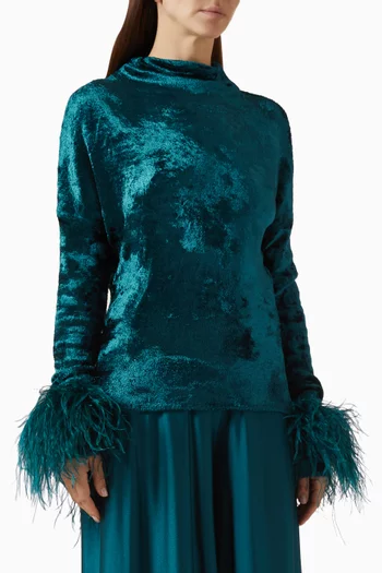 Dolman Feather-cuffs Top in Velvet