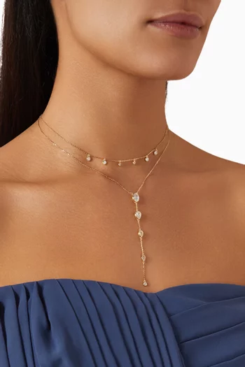 Double Teardrop Lariat Necklace in 18kt Gold-plated Silver