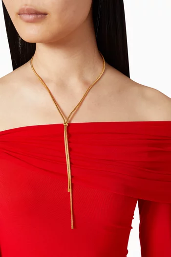Third Date Lariat Necklace in 18kt Gold-plated Brass