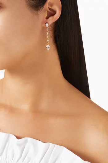 أقراط متدلية مزينة بأحجار على شكل كمثرى نحاس مطلي ذهب عيار 18