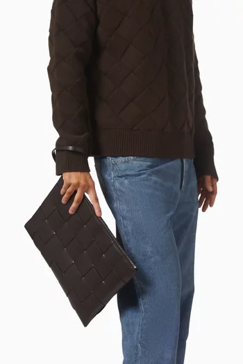 Large Cassette Pouch in Intreccio Leather