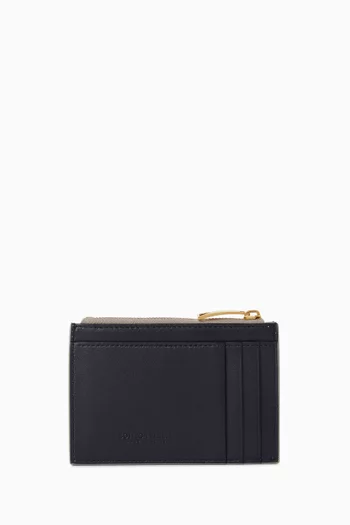 Zip Card Case in Intrecciato Leather