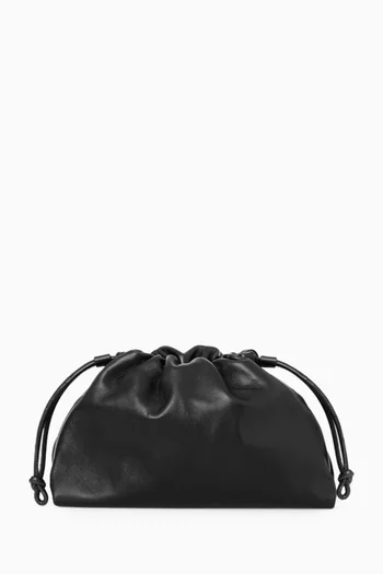 Drawstring Bucket Bag in Leather