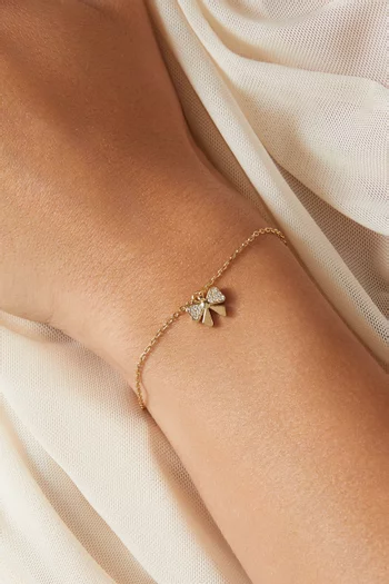 Bow Mini Crystal Bracelet in 18kt Gold-plated Metal