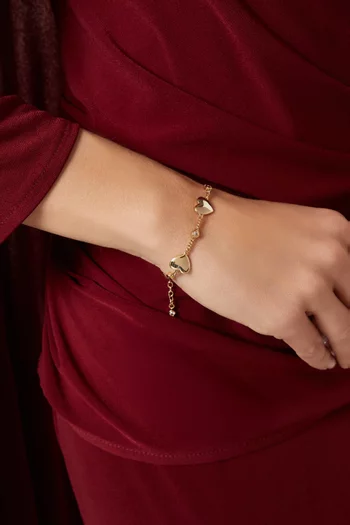 Hear Crystal Curb Bracelet in 18kt Gold-plated Metal