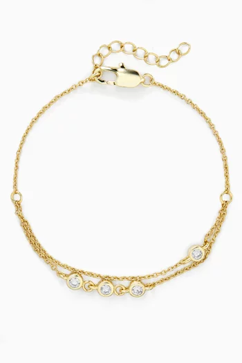 سوار كوليستان بتصميم سلسلة مرصعة بأحجار توباز كريستالي معدن مطلي ذهب عيار 18