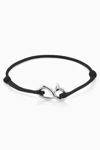 Bent Nail Cord Bracelet in Sterling Silver