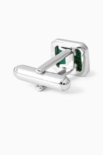 Emerald-cut Malachite Cufflinks in Sterling Silver