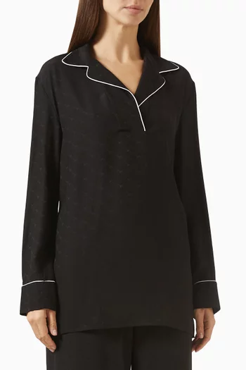 تي شيرت بنقشة لجام الحصان حرير جاكار