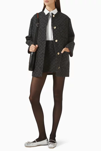 جاكيت بدون ياقة صوف تويد بوتوني بنقشة GG