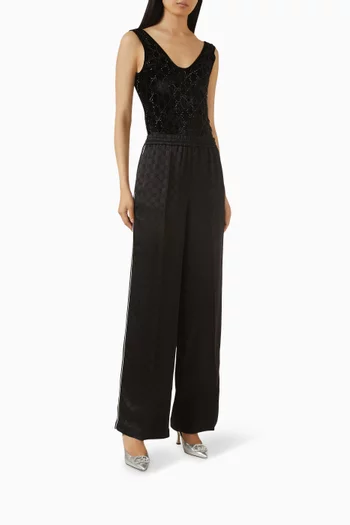 حذاء كلاسيك بشعار حرفي GG متداخلين مرصع بالكريستال جلد