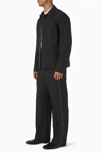 بنطال صوف بأشرطة مضلعة