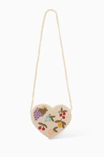 حقيبة بتصميم قلب مزينة بالخرز